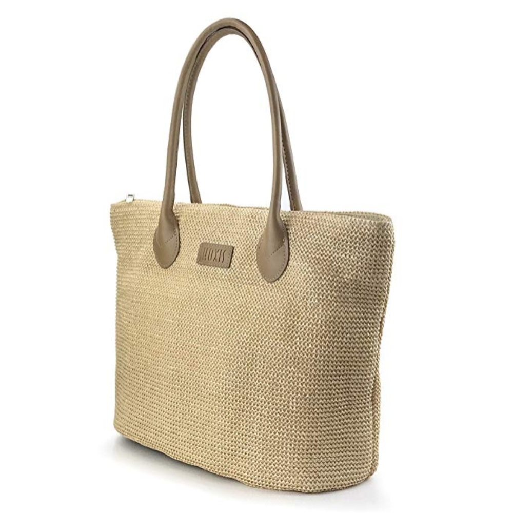 Lightweight Synthetic Straw Shoulder Tote Handbag